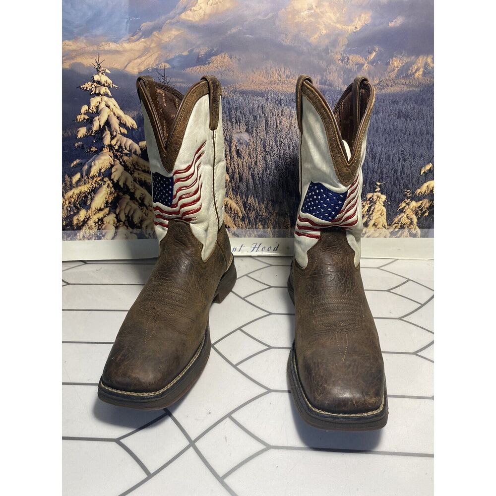 Durango Kids Rebel Distressed Flag Western Boot Brown/White DBT0234Y 7M